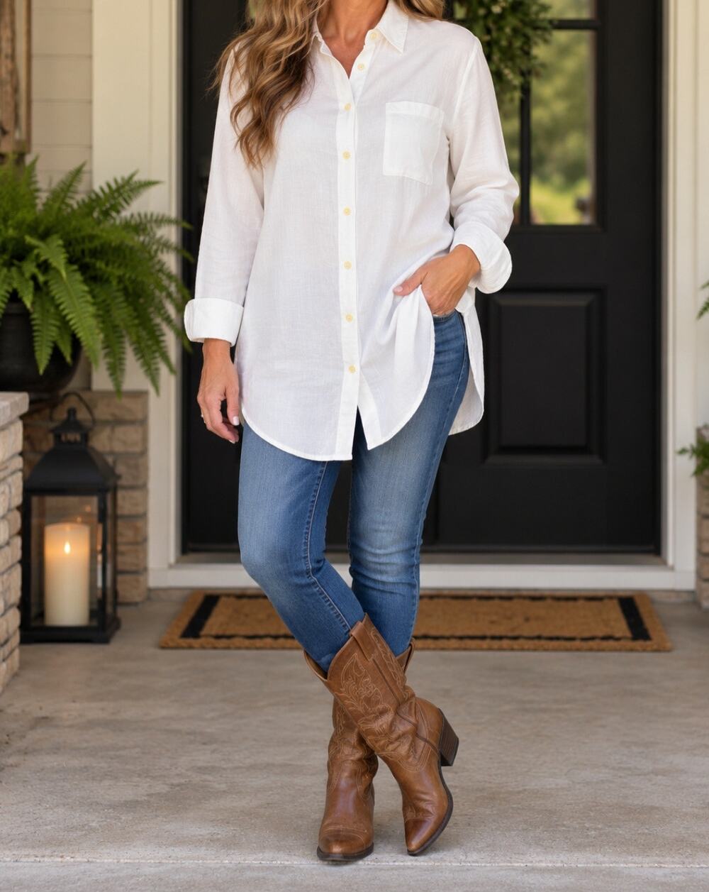 Banana Republic Boyfriend Fit Long Sleeve White Tunic Womens Sz M